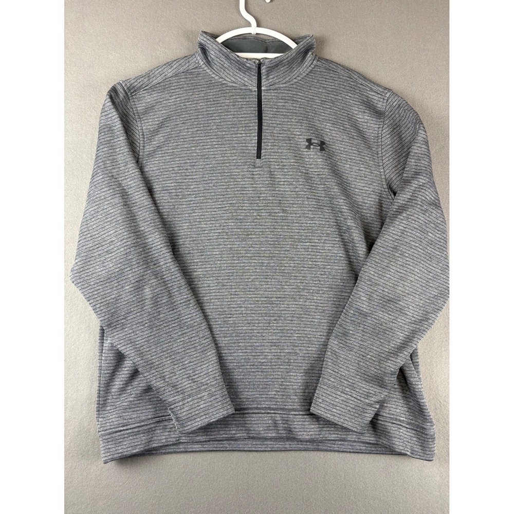 Under Armour Golf Storm Quarter Zip Pullover Gray Striped Mens XL